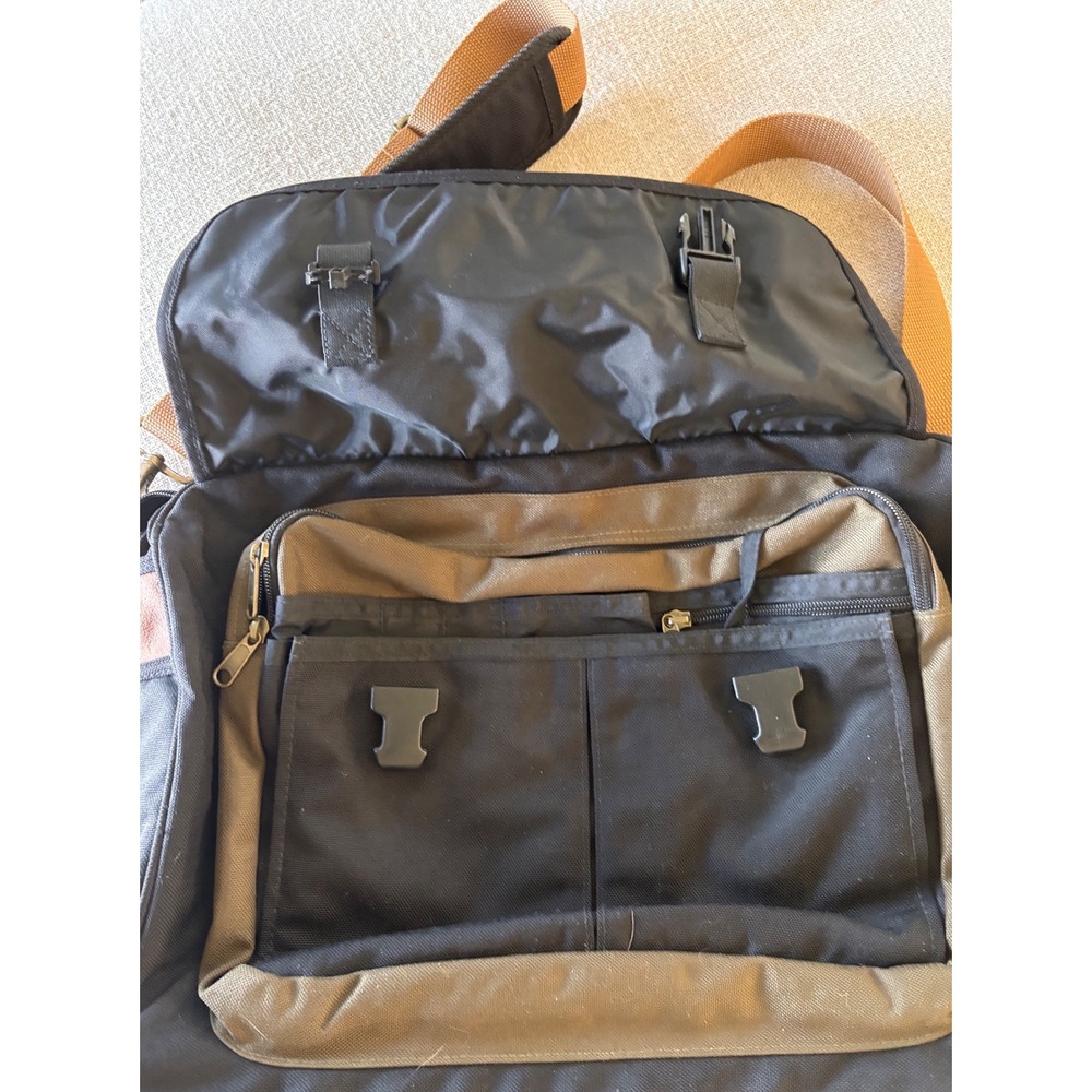 Timberland Messenger Bag Black Canvas Leather Trim Laptop Briefcase - Picture 3 of 5